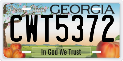 GA license plate CWT5372