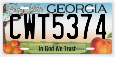 GA license plate CWT5374
