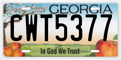 GA license plate CWT5377