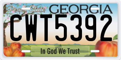 GA license plate CWT5392
