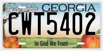 GA license plate CWT5402