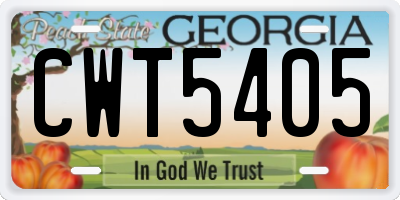 GA license plate CWT5405