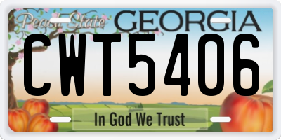 GA license plate CWT5406