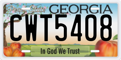 GA license plate CWT5408