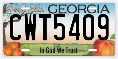 GA license plate CWT5409