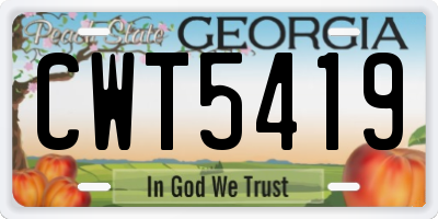 GA license plate CWT5419