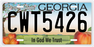 GA license plate CWT5426