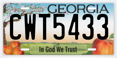 GA license plate CWT5433