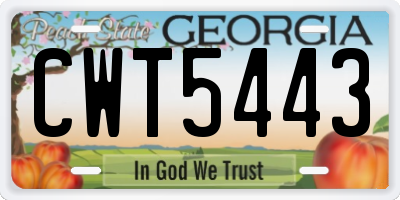 GA license plate CWT5443