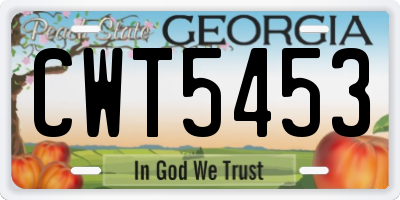 GA license plate CWT5453