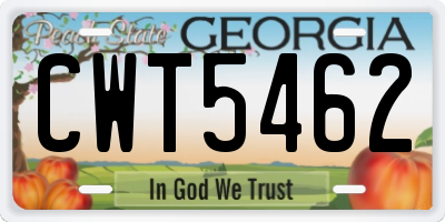 GA license plate CWT5462