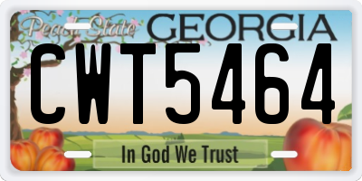 GA license plate CWT5464