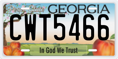 GA license plate CWT5466