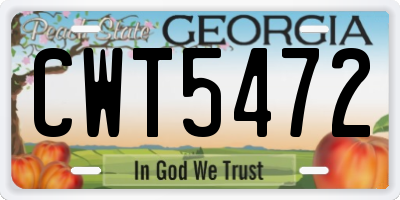 GA license plate CWT5472