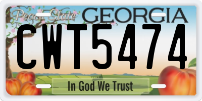 GA license plate CWT5474