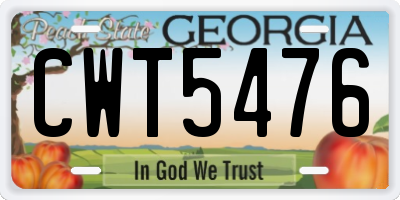GA license plate CWT5476