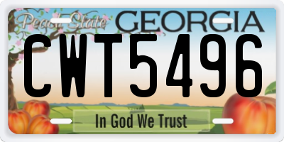 GA license plate CWT5496