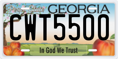 GA license plate CWT5500