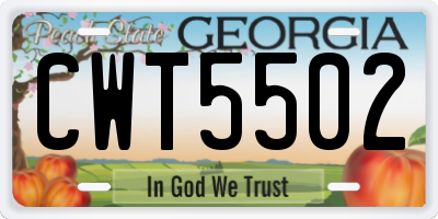 GA license plate CWT5502