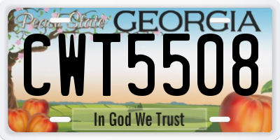 GA license plate CWT5508