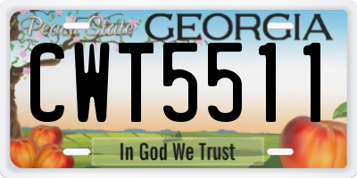 GA license plate CWT5511