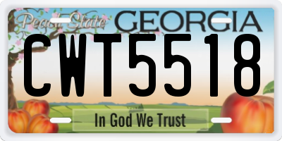 GA license plate CWT5518