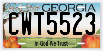GA license plate CWT5523