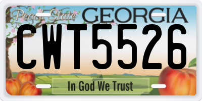 GA license plate CWT5526