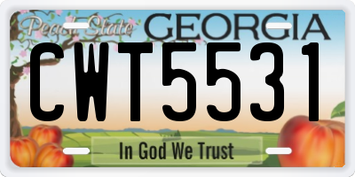 GA license plate CWT5531