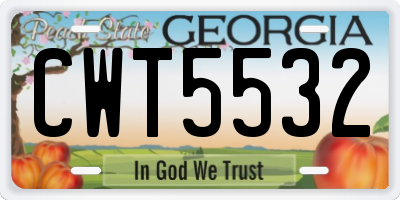 GA license plate CWT5532