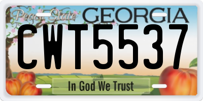 GA license plate CWT5537