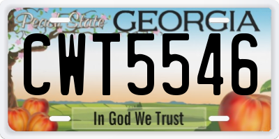GA license plate CWT5546