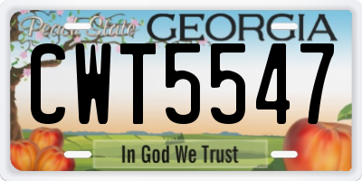 GA license plate CWT5547