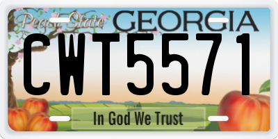 GA license plate CWT5571