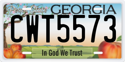 GA license plate CWT5573