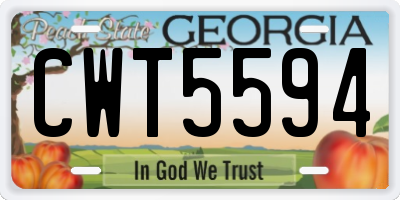 GA license plate CWT5594