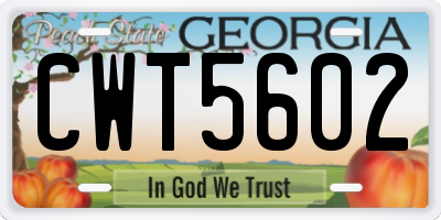 GA license plate CWT5602