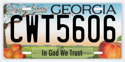 GA license plate CWT5606