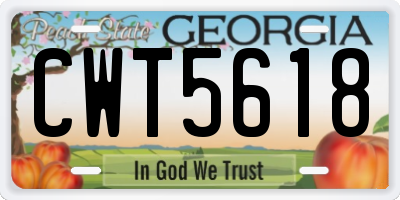 GA license plate CWT5618