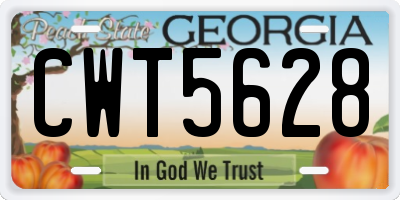 GA license plate CWT5628