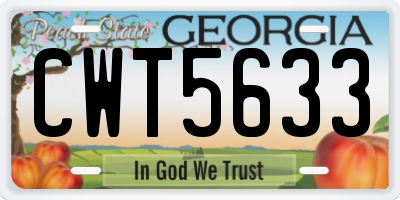 GA license plate CWT5633