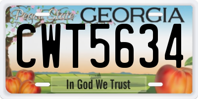 GA license plate CWT5634