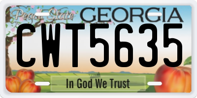 GA license plate CWT5635