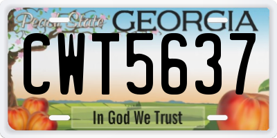 GA license plate CWT5637
