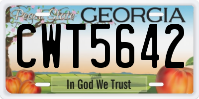 GA license plate CWT5642