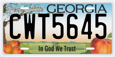 GA license plate CWT5645