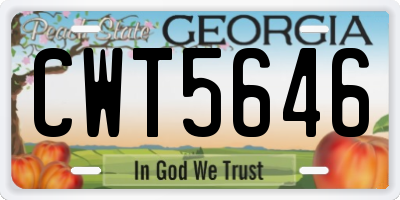 GA license plate CWT5646