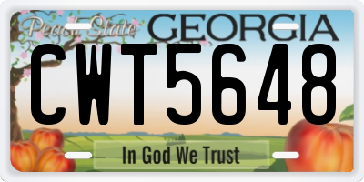 GA license plate CWT5648