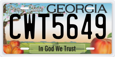 GA license plate CWT5649