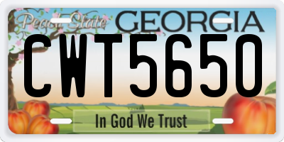 GA license plate CWT5650